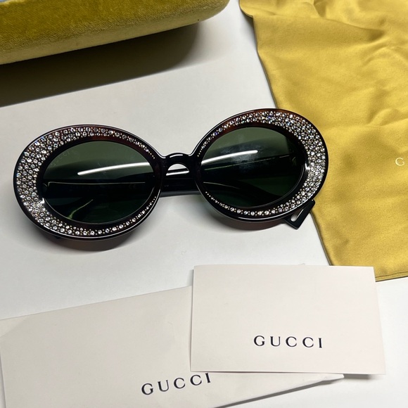 Gucci Tortoise Shell Swarovski Diamond Studded Sunglasses - Picture 10 of 10